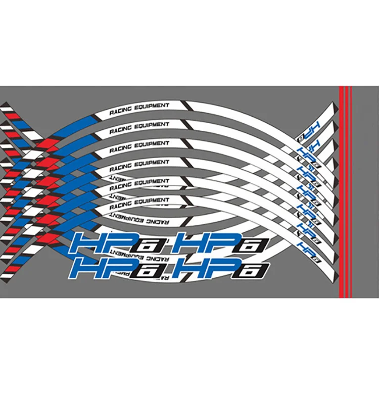 HP6 Aufkleber Aufkleber Motorrad 12 x dicke Kante äußere Felgenaufkleber Streifen Radaufkleber für HP6 HP 6 Logo