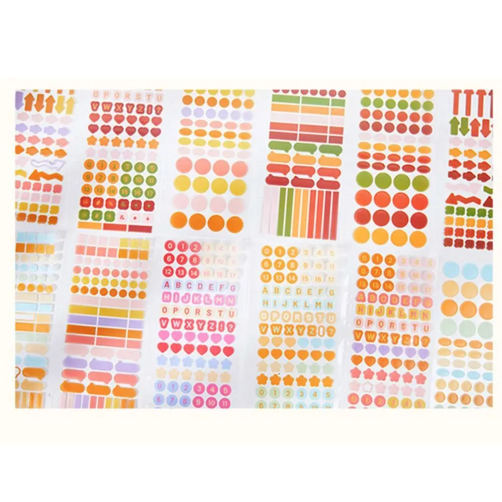 12 pz/borsa Set di adesivi decorativi con alfabeto di base Cancelleria fai da te Adesivo per scrapbooking Materiale scolastico Etichetta adesiva Nota Planner