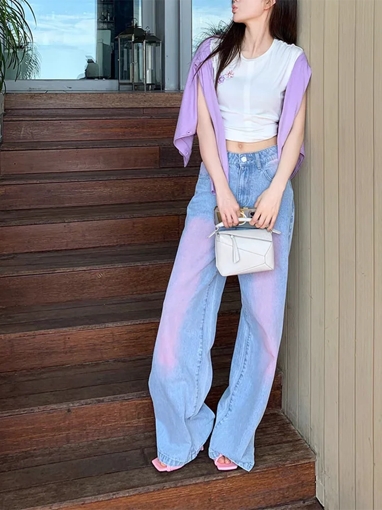 

Y2K Casual Loose New Women Jeans Fashion Street Slim Woman Jeans High Waist Basic Blue Straight Pants Female Chicly Summer