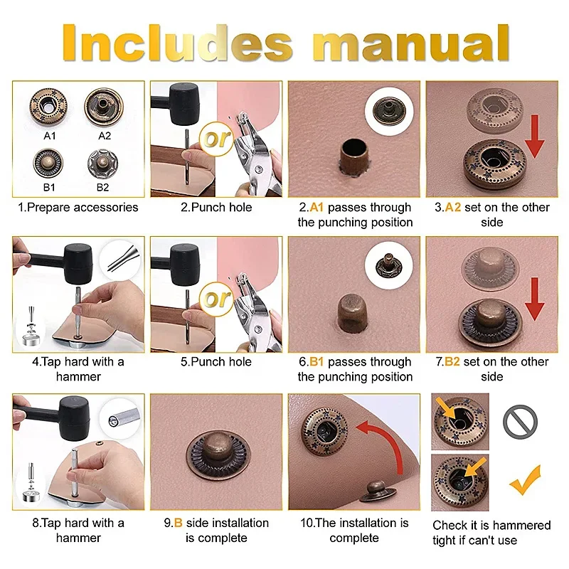 50sets meetee 10/12/15/18/20/25mm Fém Hirtelen időváltozás Szállodai küldönc Farmernadrág Szatyor Csat decorativa botones DIY Ruha kézműves Összevarrás kiegészítők