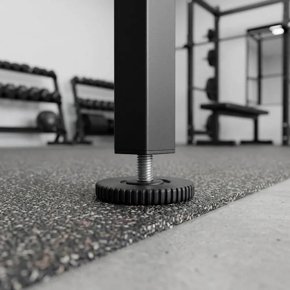 Gym Rack Leveling Feet 50 Mm Base With 10 X 35 Mm Threaded Gym Machine Feet Vibration Dampening Uneven Floor Correction