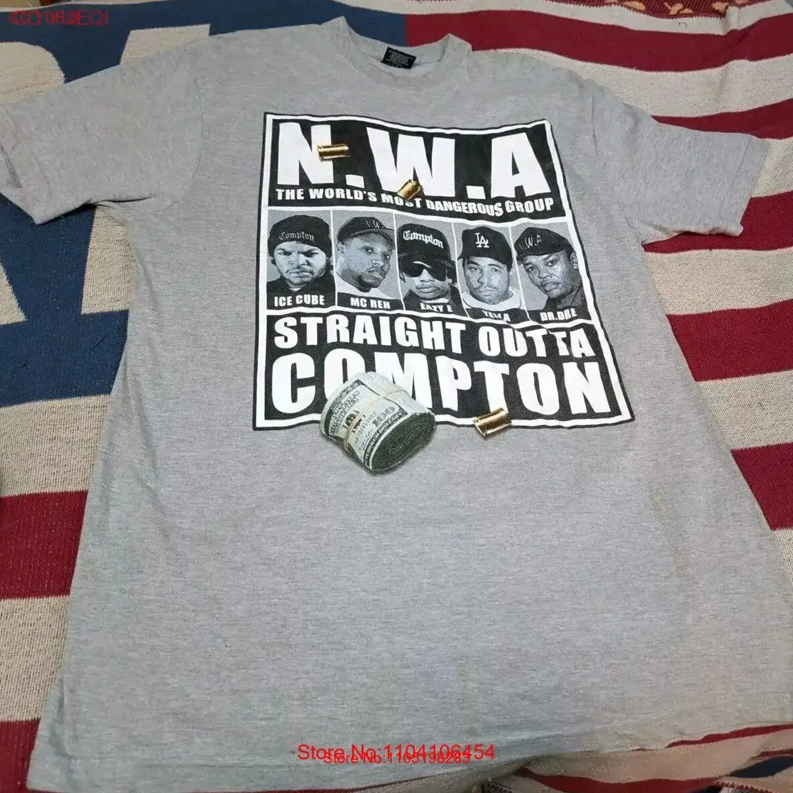 N W A مغني الراب خمر تي شيرت مستقيم Outta Compton ICE CUBE 3XL الراب خمر غسلها الرسم لينة أزياء أوم