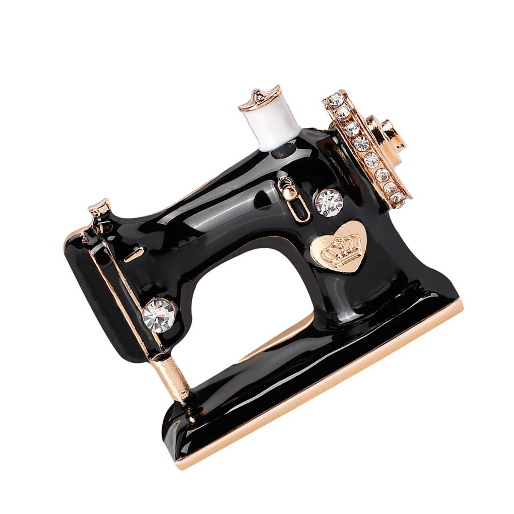 Sewing Machine Rhinestones Brooches Pin Alloy Breastpin Men Women Clothes Decor Holiday Gift