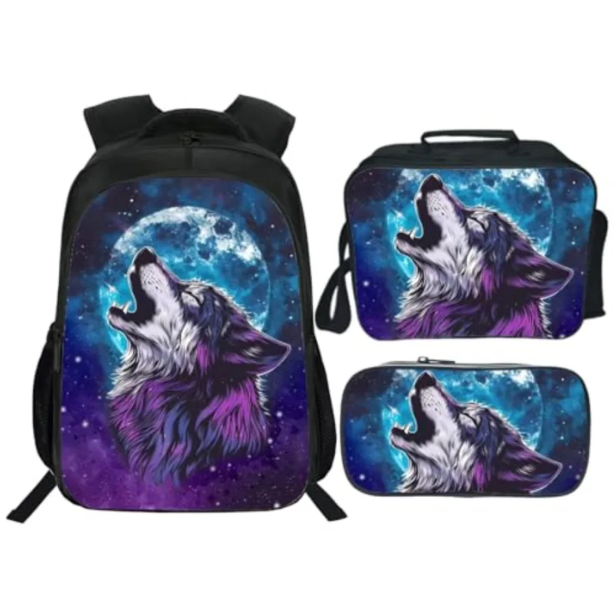 

Школьный рюкзак 16 дюймов с ланч-боксом и пеналом для мальчиков и девочек