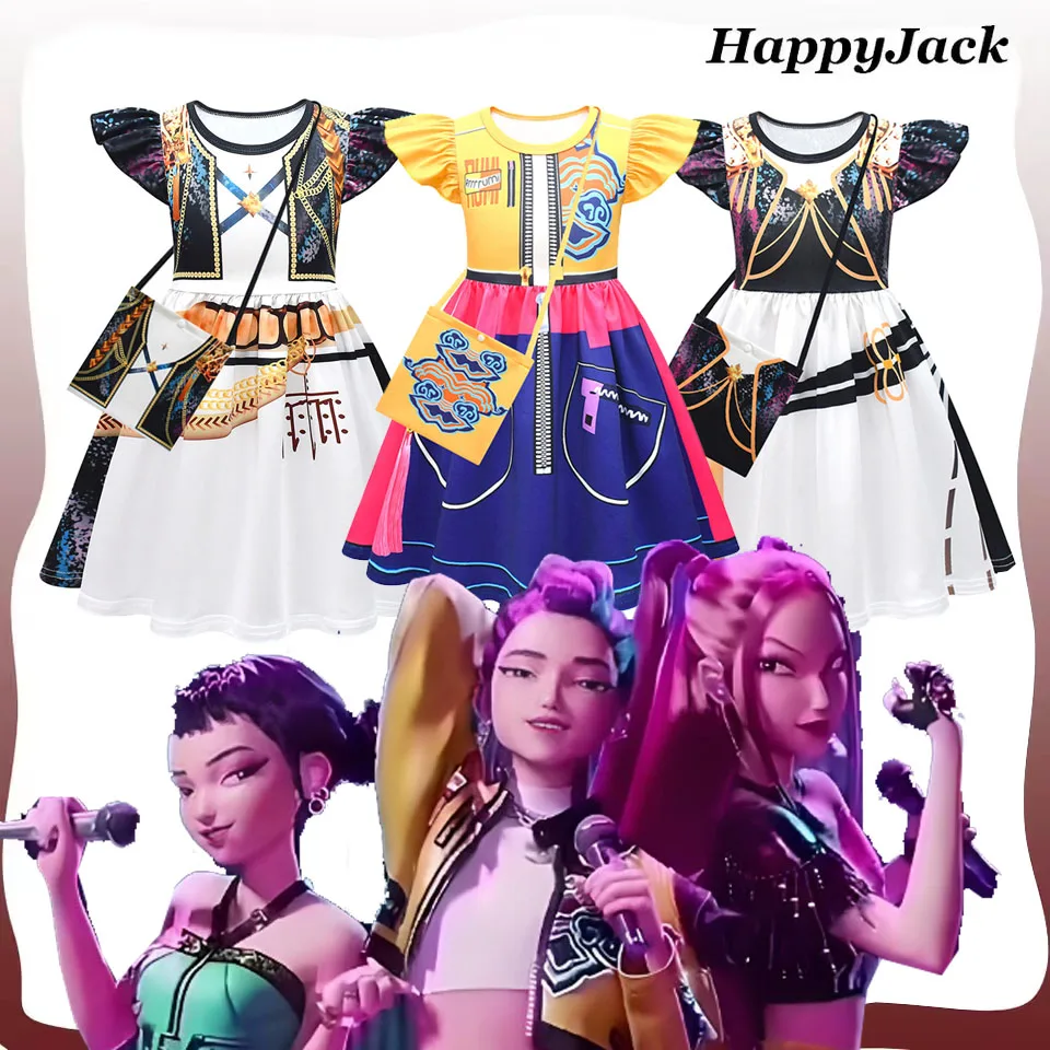 

Детский карнавальный костюм Руми Зои Мира, охотники на демонов, ролевая игра KPop, маскарадное платье-пачка для девочек, сумка, наряды, карнавальный костюм на Хэллоуин