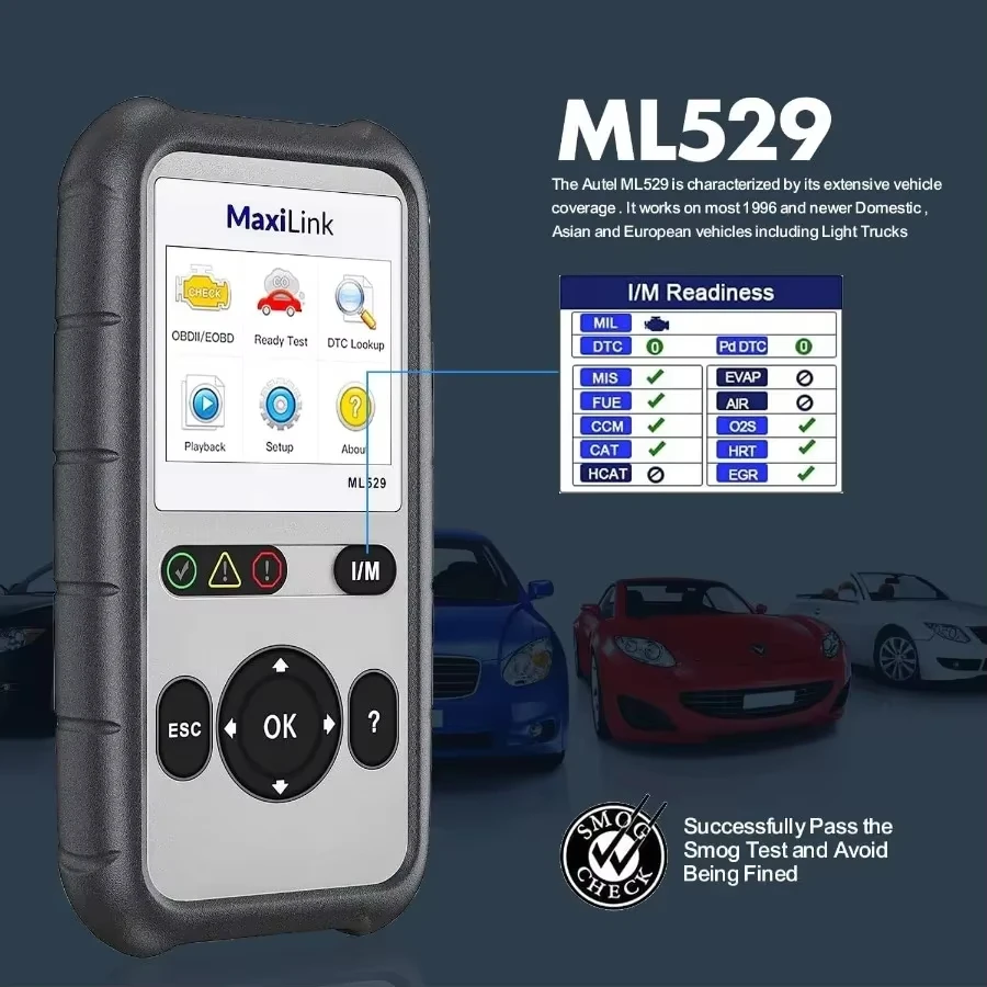 Original AUTEL Maxilink Ml529 Code Reader Lifetime Software Update For Quick DTC Turning Off Vehicle Engin OBD2 Diagnostics
