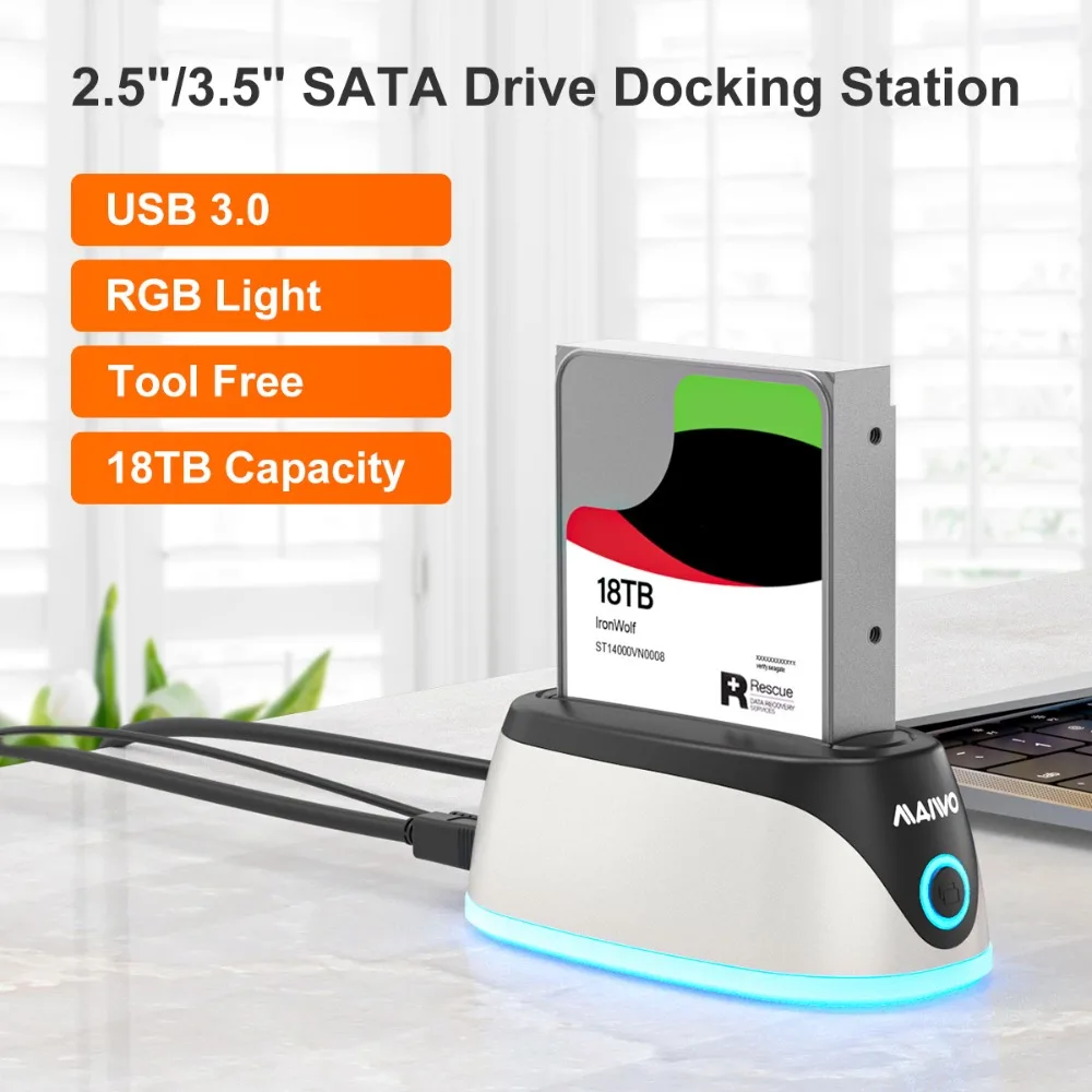 

MAIWO HDD Docking Station SATA to USB 3.0 Adapter With RGB Hard drive Case for 2.5 3.5 SSD Disk Case Dock Hard Drive Enclosure