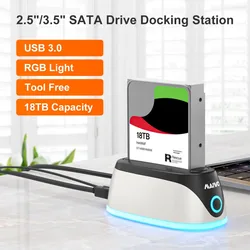MAIWO HDD Docking Station SATA to USB 3.0 Adapter With RGB Hard drive Case for 2.5 3.5 SSD Disk Case Dock Hard Drive Enclosure