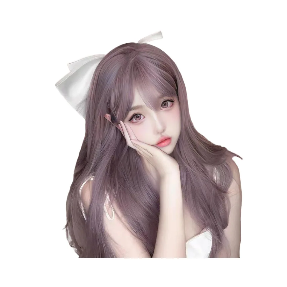 Peruka Cosplay w stylu koreańskim, pikantna dziewczyna, długie proste włosy, letnia, cienka, winoroślowa róż, Lolita, naturalna, rozmiar L
