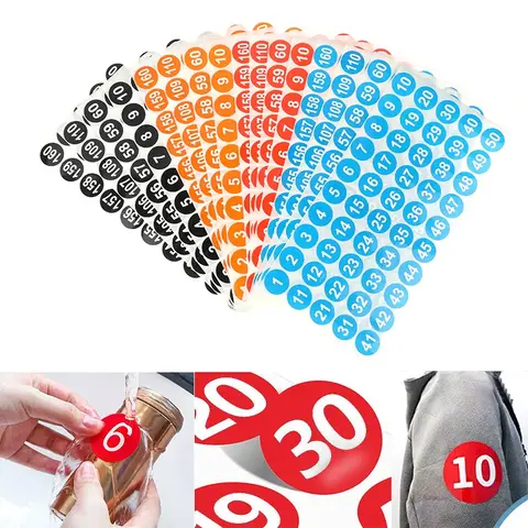 4Sheet 2.54CM Digital Stickers 1-200 Consecutive Number Self-Adhesive Labels DIY Nail Polish Bottle Tableware Scrapbooking Decor