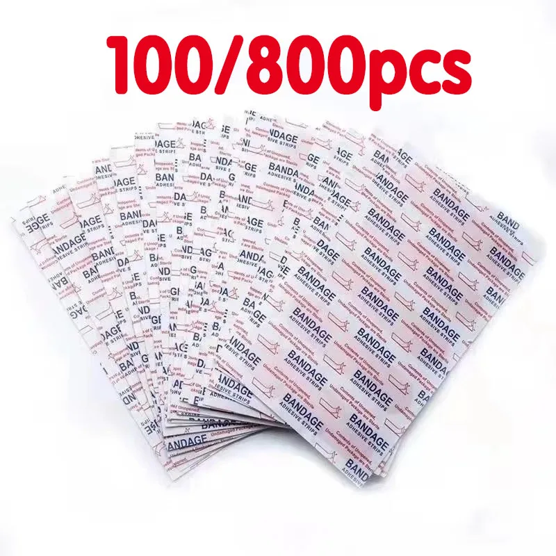 

800/100pcs Breathable Band Aid Waterproof Bandage First Aid Wound Dressing Medical Tape Wound Plaster Emergency Kits Bandaids