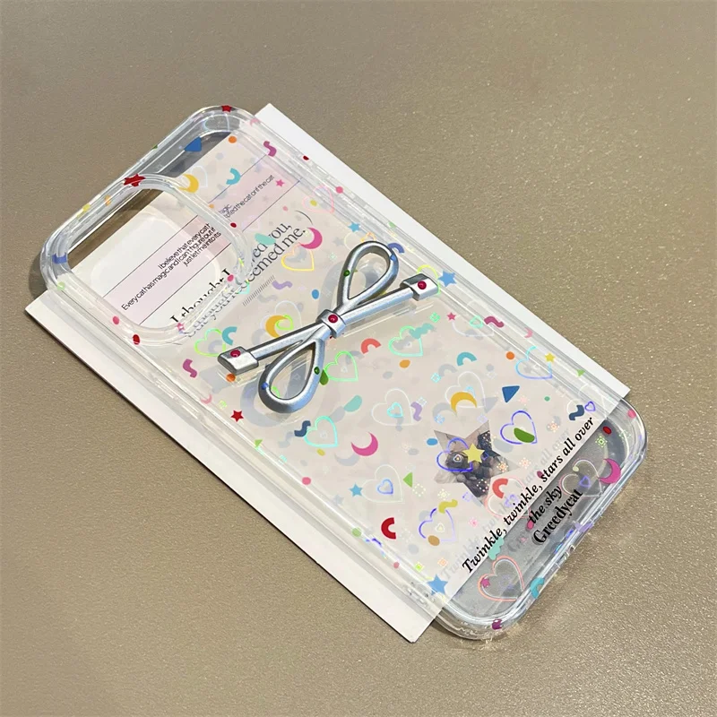 Korea INS Pop Glitter laser Love heart Cute Phone Cases For iphone 15 13 12 14 Pro Max 13PM 15Pro i11 transparency soft Cover