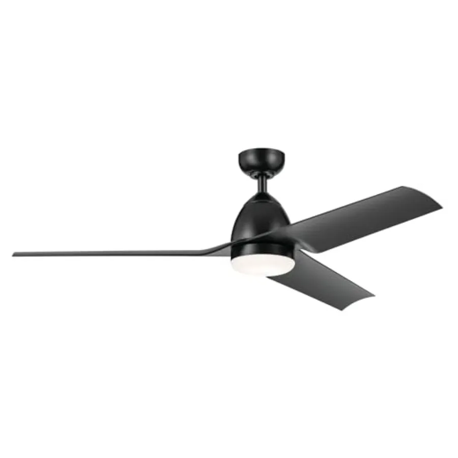 Fit 54 in Modern Ceiling Fan with CCT Selectable Light, 3-Blade Indoor Outdoor Fan with Satin Etched Cased Opal Glass in Satin