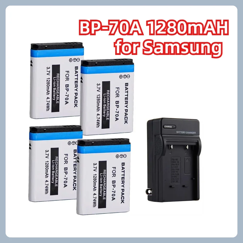 BP-70A 3.7V 1280mAH Battery Suitable for Samsung Cameras ES65 ES70 ES75 ES80 PL80 PL90 PL110 PL20 PL120 PL170