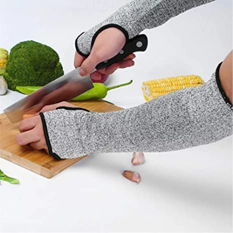 Protective glove for arm, level 5 hppe, cut-resistant, work safety glove, anti-hole, construction, automotive glass