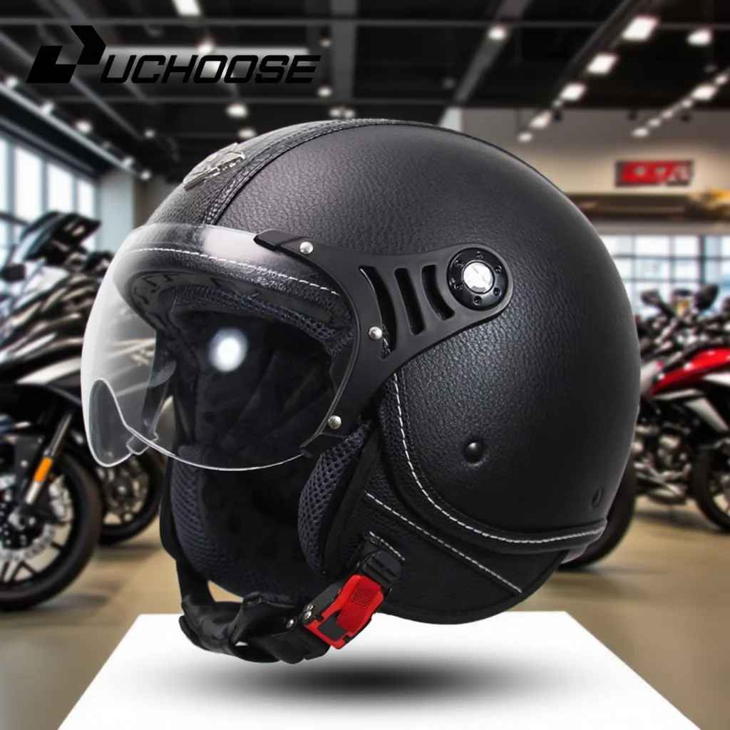 2025 New DOT Certified Lightweight Retro 3/4 Face Motorcycle Helmet Adult Helmet Men's and Women's Motorcycle Helmet