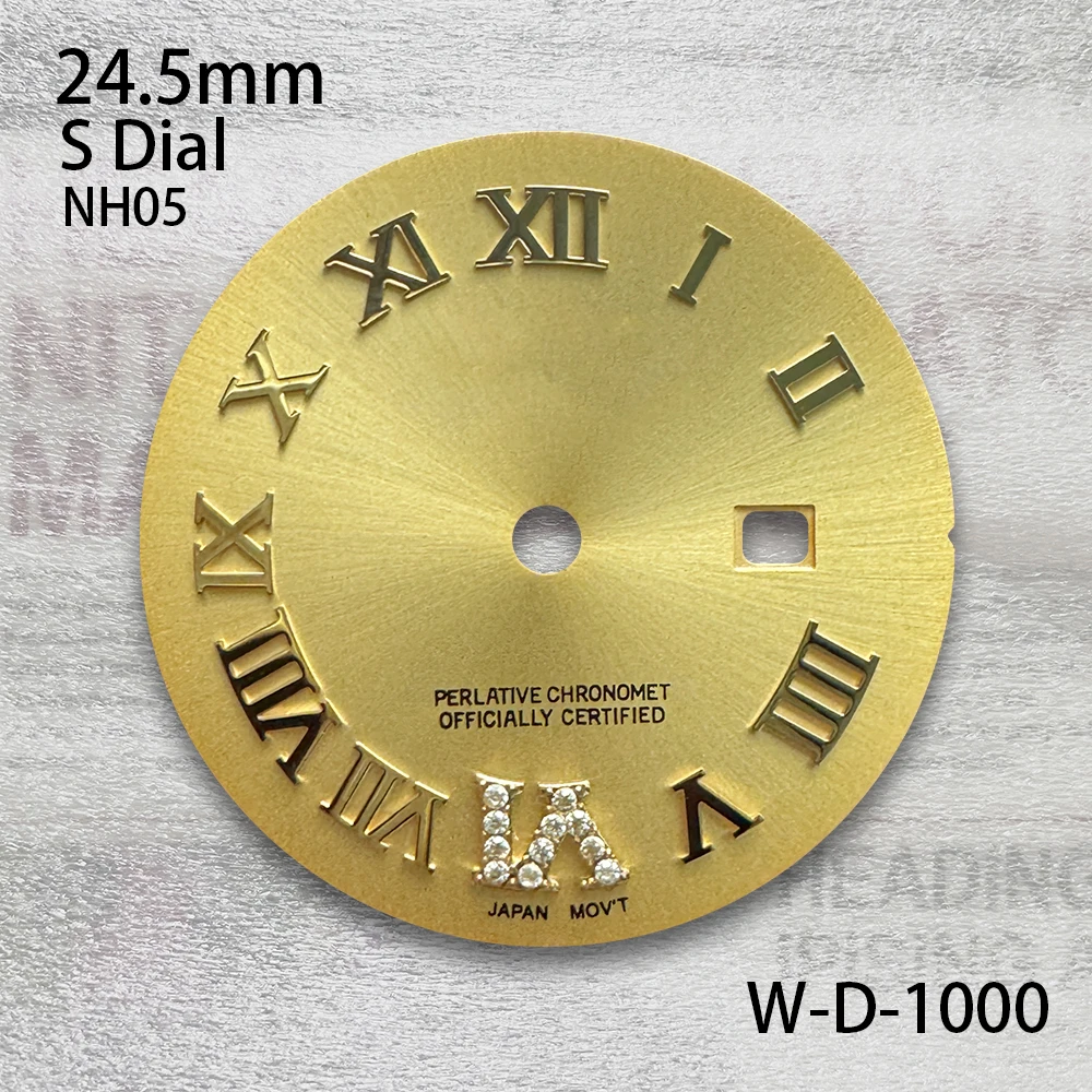 Esfera de diamante con logotipo S de 24,5mm, compatible con movimiento NH305, accesorios de modificación de reloj Sunray de alta calidad para mujer