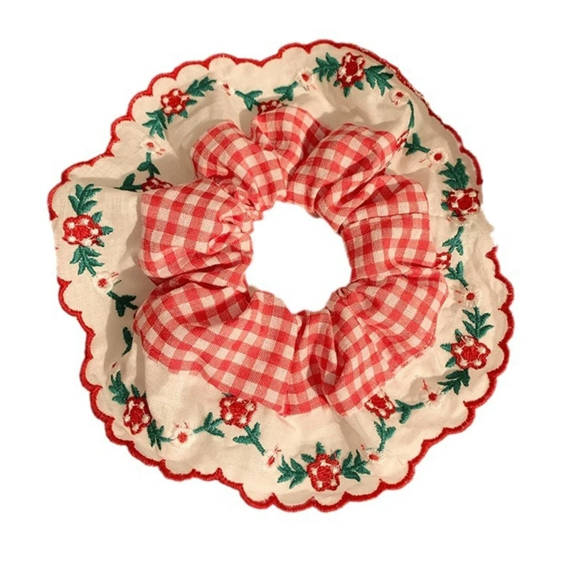 

Нежная резинка для волос с кружевной отделкой и цветочным принтом, эластичная резинка для волос для девочек, держатель для