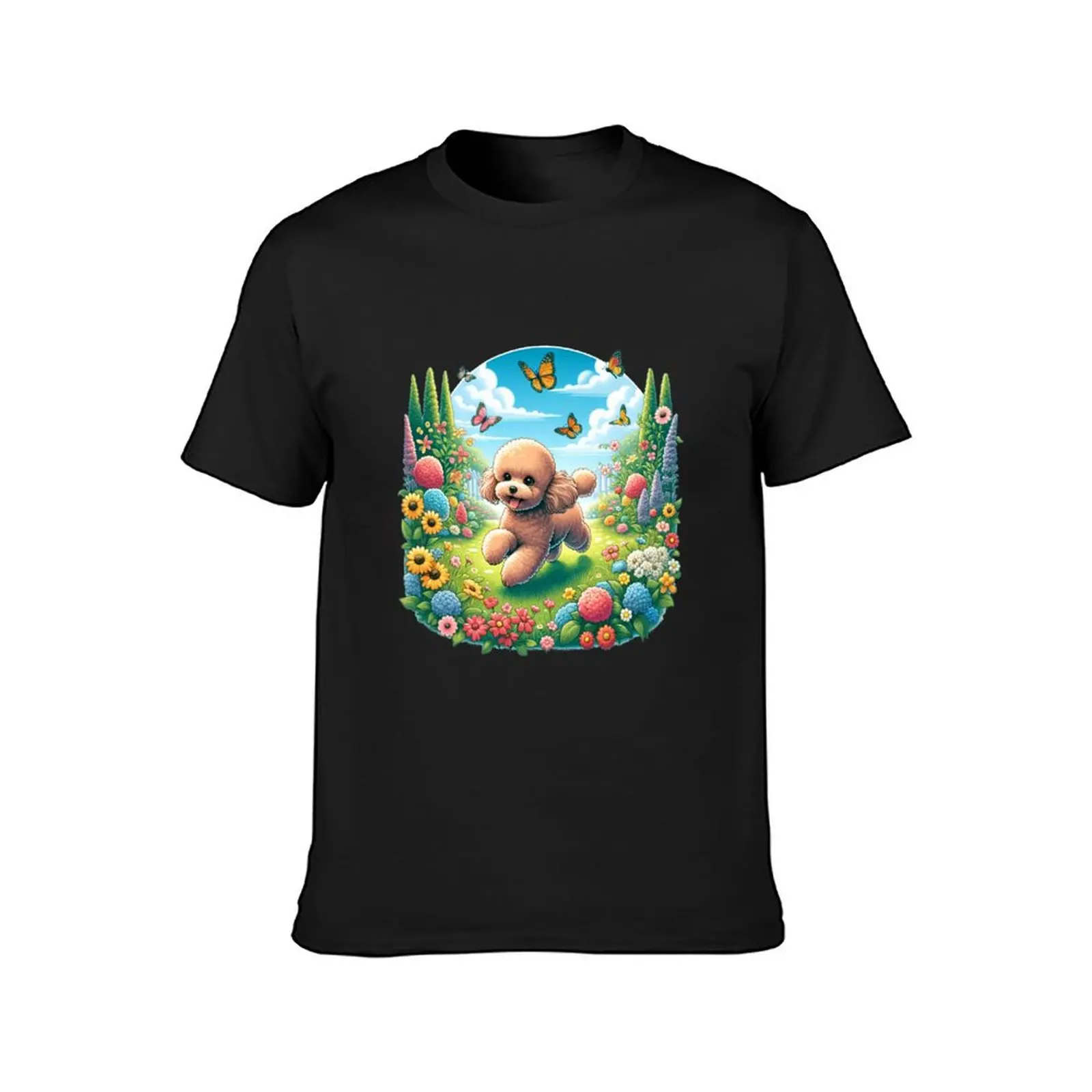 Adorable Happy Toy Poodle in Meadow T-Shirt cute clothes plus sizes new edition graphics Short sleeve tee men