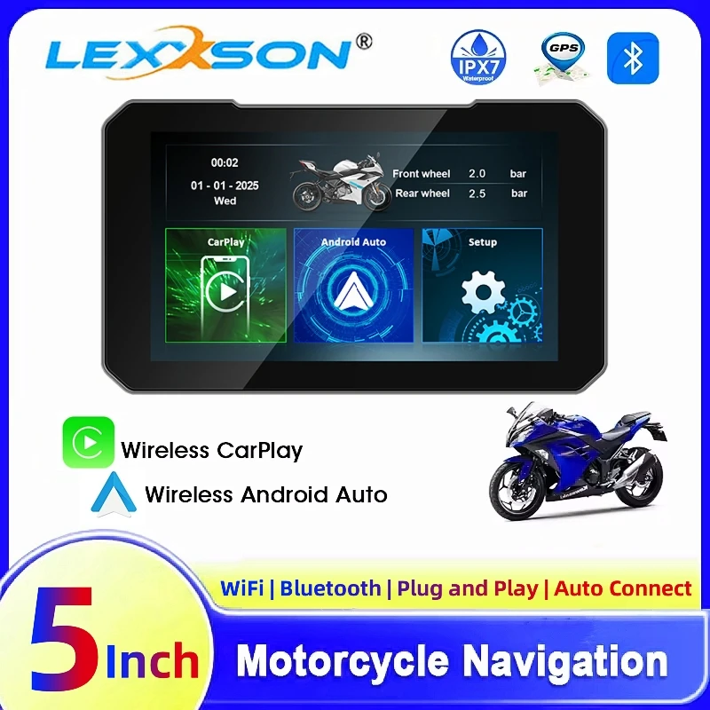 �y�Z�[�����z5�C���`�^�b�`�X�N���[���o�C�N�pCarPlay�X�N���[���A���C�����XCarPlay��Android Auto�Ή��AIP67�h��