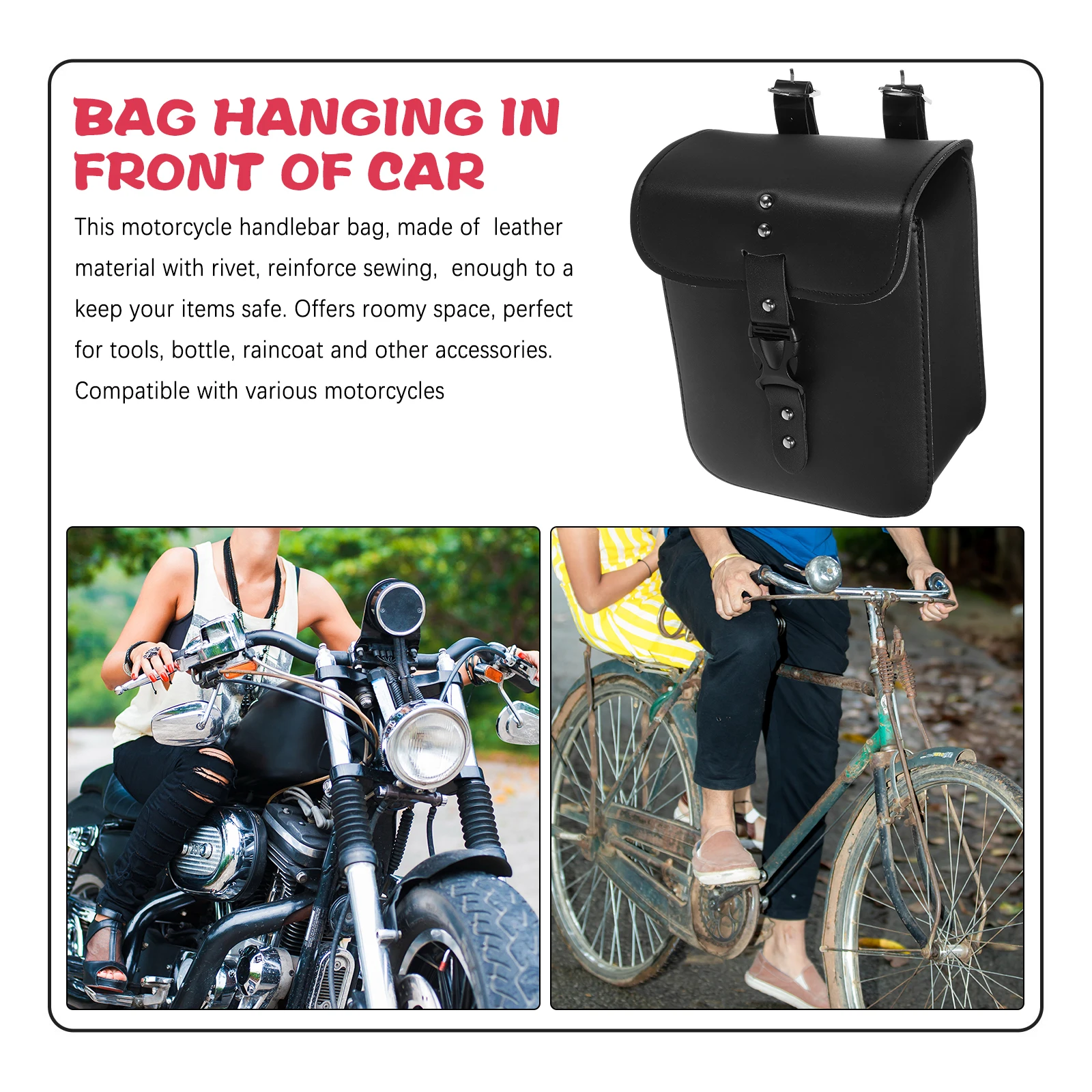

1 pc Motorcycle Handlebar Bag Waterproof Saddlebag Durable PU Storage Electric Bike Travel Gear Bag
