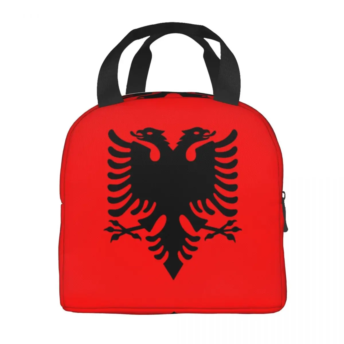 Custom Flag Of Albania Eagle Lunch Bag Men Women Warm Cooler Insulated Lunch Box for Kids School Children