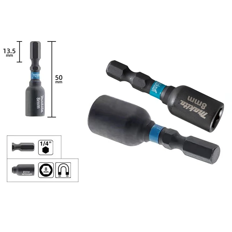 Makita E-08816 E-form Impact Black Magnet Drill Bit Holder 8MM/50MM Hexagonal Handle High Hardness Electric Drill Accessories