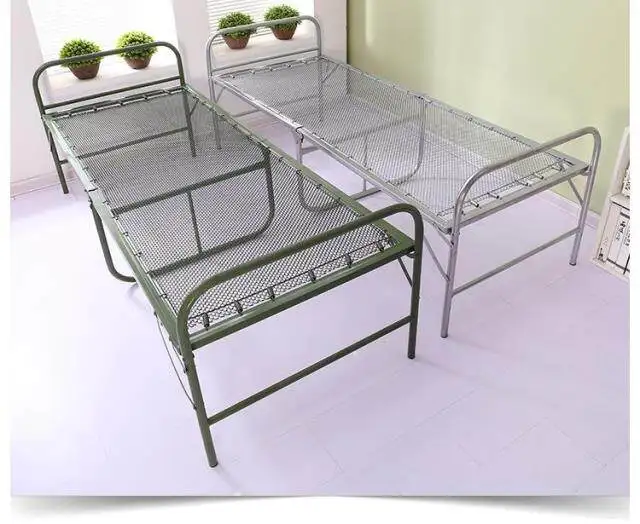 Folding bed reinforced double wire steel wire bed, spring bed, soft , single lunch break , escort , simple iron bar