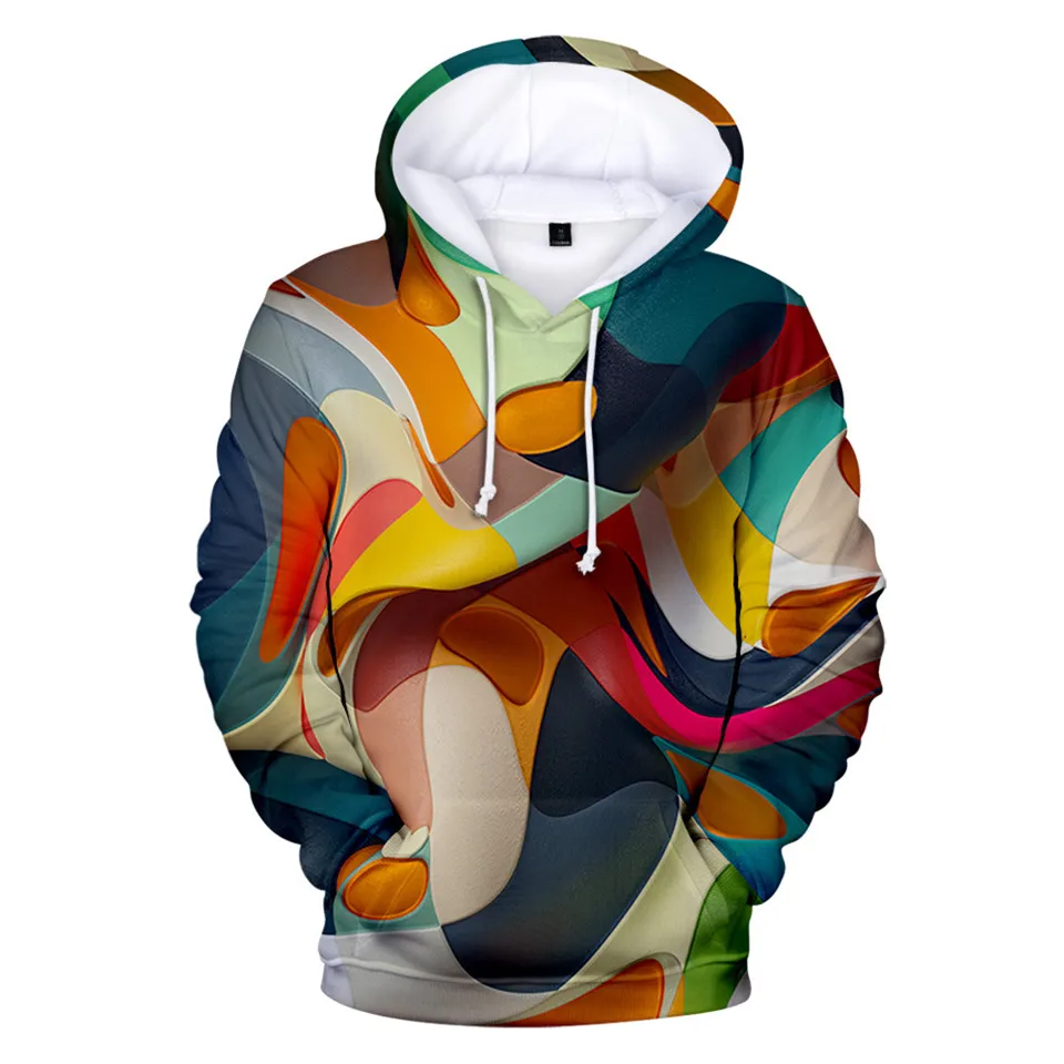 Women Casual Tie Dye Printed Hoodies Top Autumn Long Sleeve Sweater Blouse Lady Daily Pocket Draw String Hooded Sweatshirts