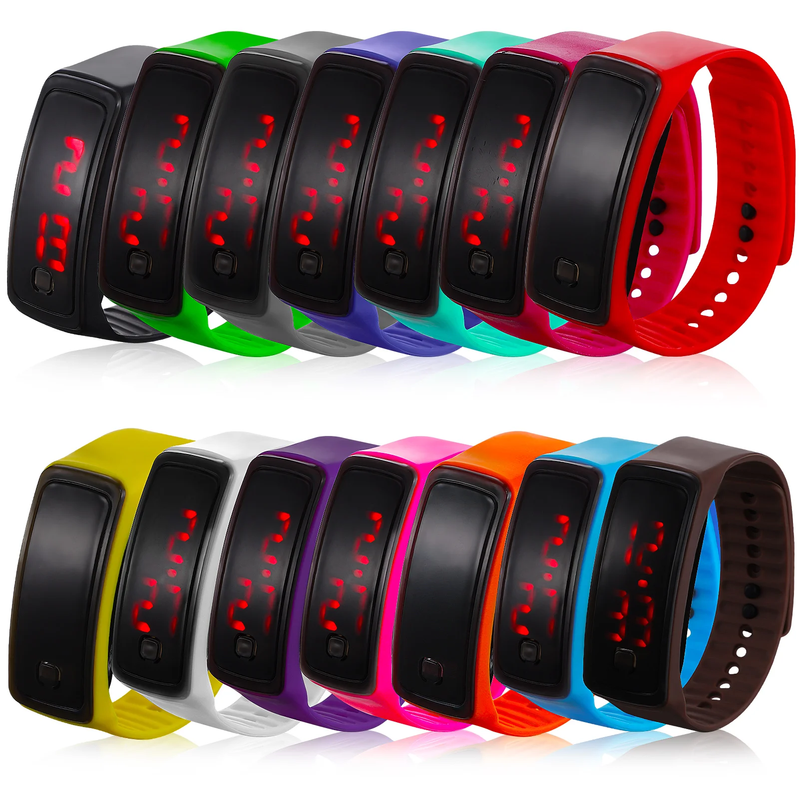 

14 Pcs Electronic Kids LED Watch Miss Digital Electronics for Teens Case Strap Plastic Material Watches