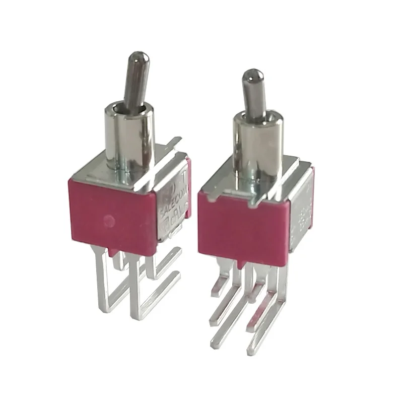 1Pcs  T80-T Series Vertical Right Angle T8021L-TNQ 6Pins 2Position SPDT PCB Mount Mini Toggle Switch ON-ON 3A 250V