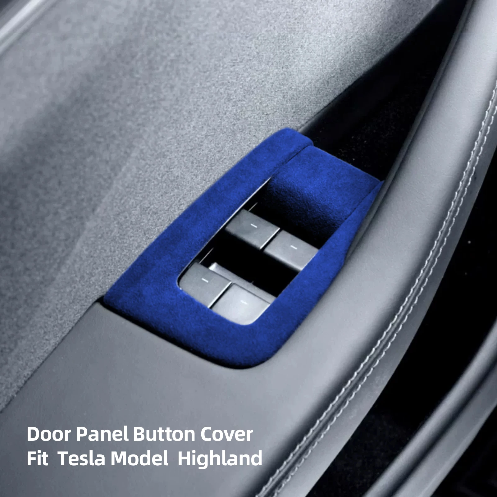 Alfanxi Door Switch Botton Trim  Alcantara Material Panel Door  Button Decal Cover Compatible with Tesla Model 3 Tesla Highland