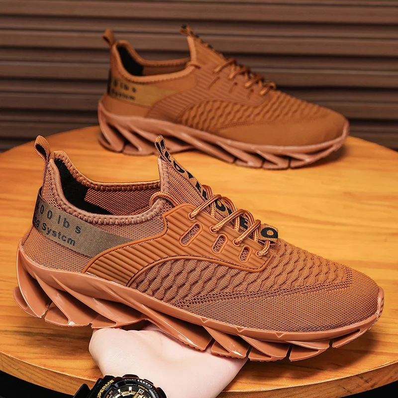 Men's plus size sports running flying woven blade sole cold adhesive men's shoes