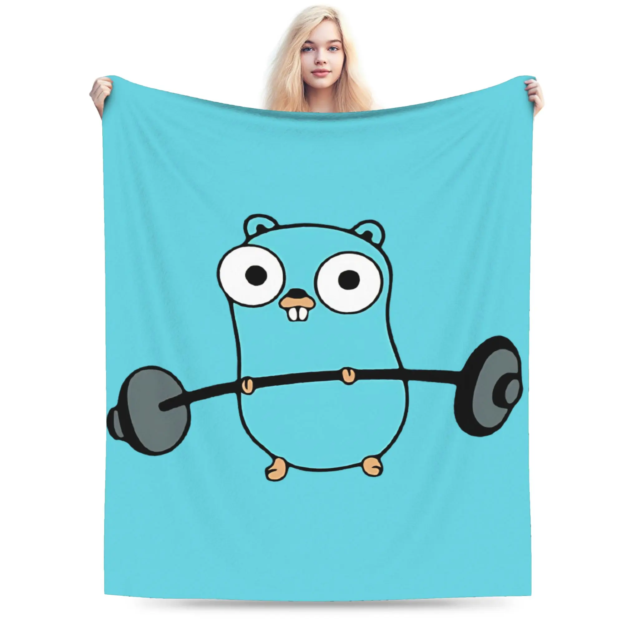 Comfortable Golang Gopher  Go Workout  Blanket Stuff Sofa Decorative  Throw Blanket Lightweight Fleece for Outdoor
