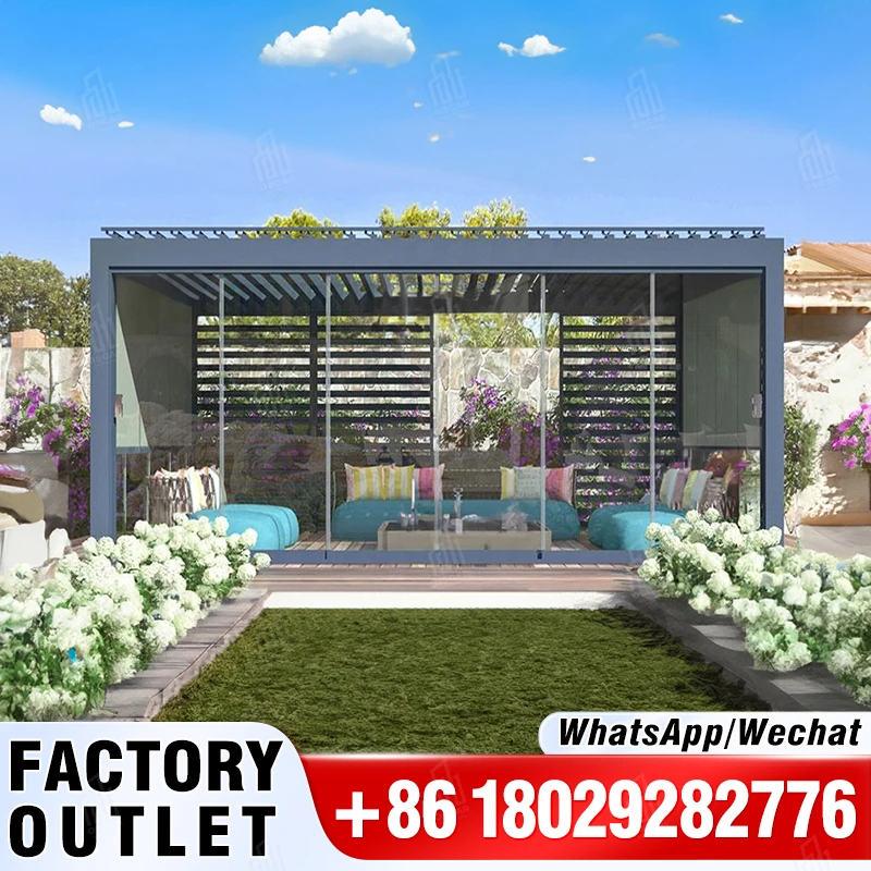 Youya Modern 3X3m 3x4m 3x5m Pergola Outdoor Louvered Aluminium Pergola Electric smart Motorised Outdoor Pergola