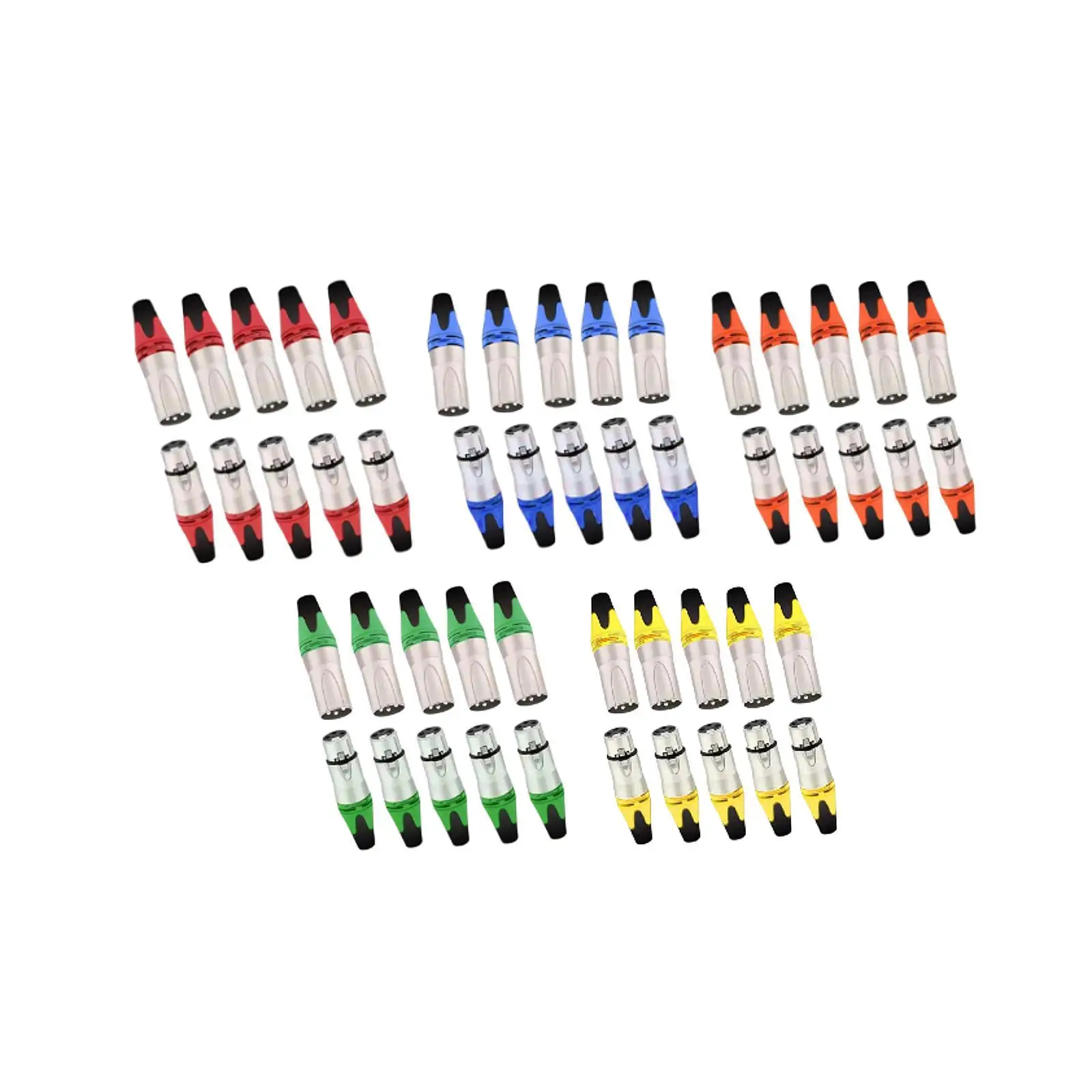 

10 Pieces XLR Cable Connector Audio Socket Male and Female Effective Alloy Compact Mic Cable Plug for Singing DJ Party Studio