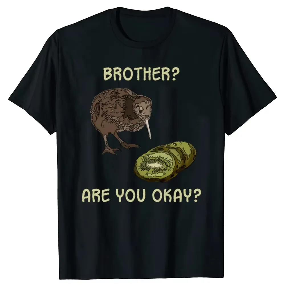 Kiwi-Vogel-Frucht-Bruder „Are You Okay“ Lustiges Meme-T-Shirt für Männer und Frauen, Humor, weiche Baumwolle, kurzärmelig, lässig, für den Alltag, Streetwear-Oberteile – Detail 3