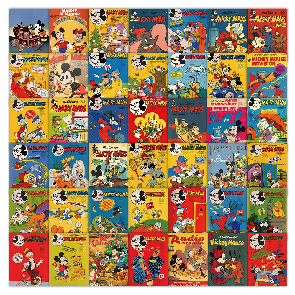 

50 Pieces Disney Retro Poster Stickers - Decorative Decals for Laptops, Notebooks & Room Wall Decor