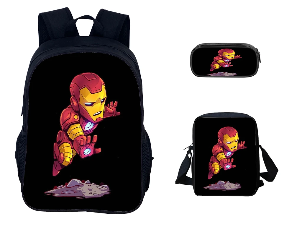 

HOT Student IronMan Lightweight Backpack with Waterproof Shoulder Bag Pencil Box 3Pcs Set Daypack for Unisex Children