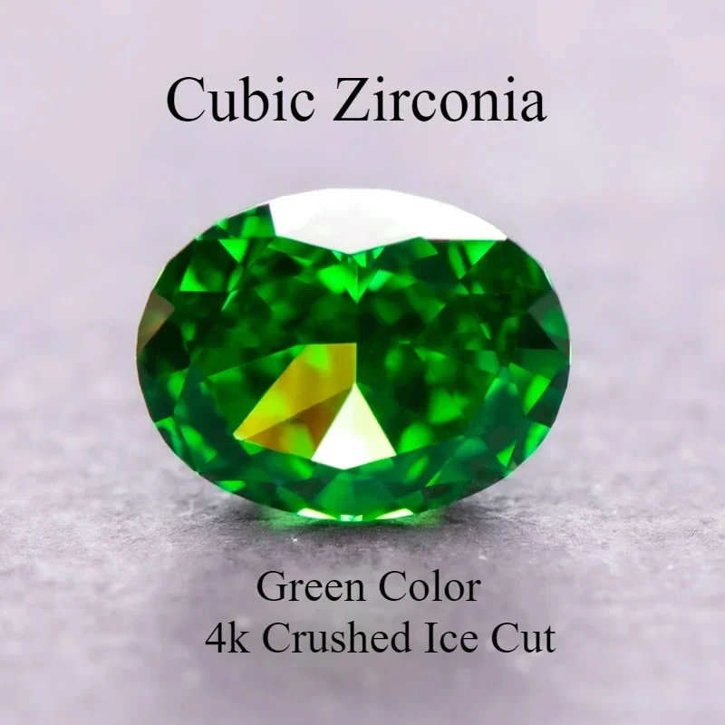 

Cubic Zirconia Oval Shape Green Color 4k Crushed Ice Cut Charm Beads for DIY Jewelry Making Ring Earings Necklace Main Materials