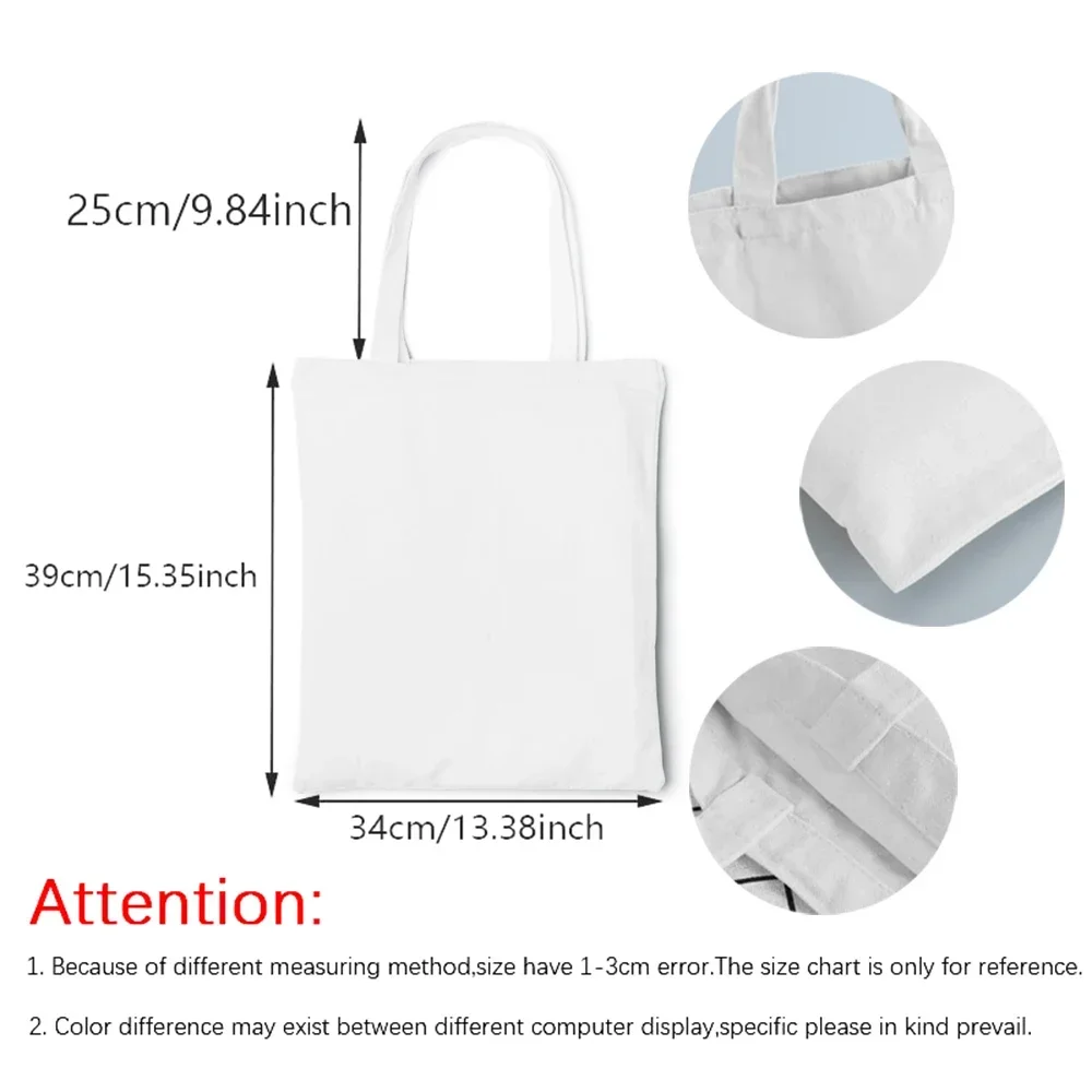 5PCS Blank Simple and Casual Solid Color Handheld Canvas Large Capacity Women's Shoulder Bag Tote Casual DIY Gifts for Child