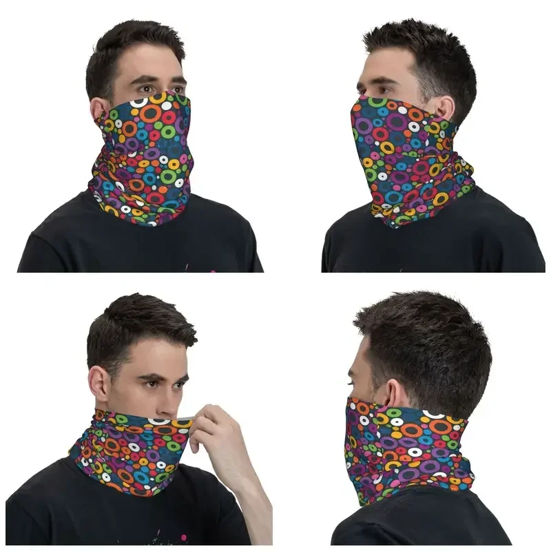 Colorful Circles Bandana Neck Gaiter UV Protection Face Scarf Cover Men Women Abstract Geometric Pattern Headwear Tube Balaclava