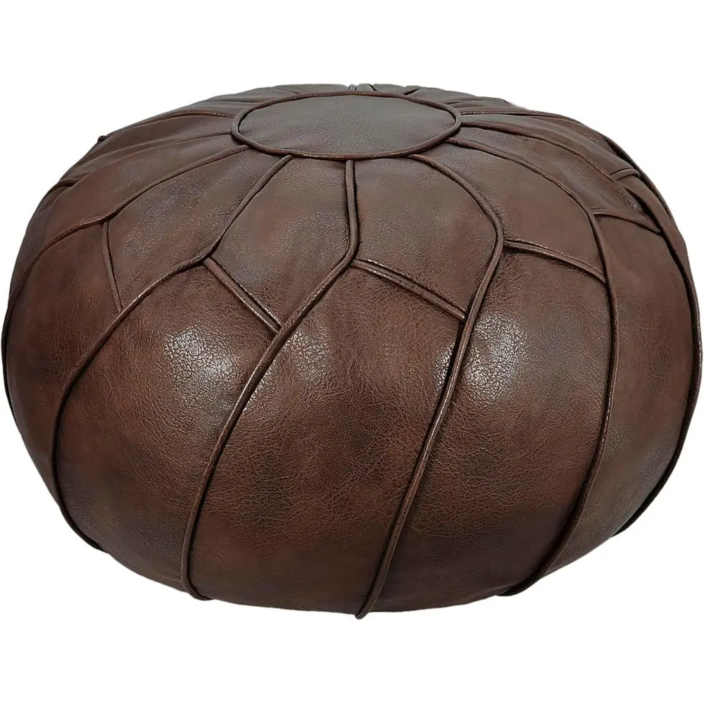 

Круглый кожаный пуф без декоративных элементов с отсеком для хранения, напольное кресло-мешок, многофункциональная подставка для ног для гостиной, спальни или балкона