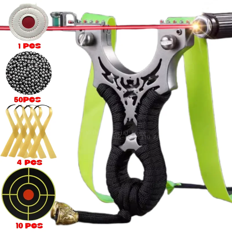 Laser Stainless Steel Slingshot Metal Flat Rubber Band High-precision Slingshot Outdoor Fast Pressure Shooting Acessories