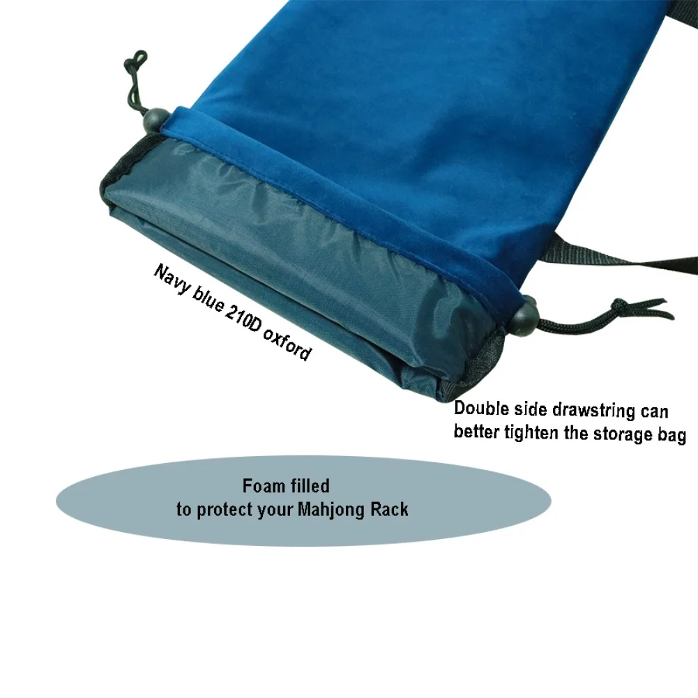 

Organized Mahjong Rack Storage Bag with External Handle and Internal Drawstring Slots for Game Rack Protection