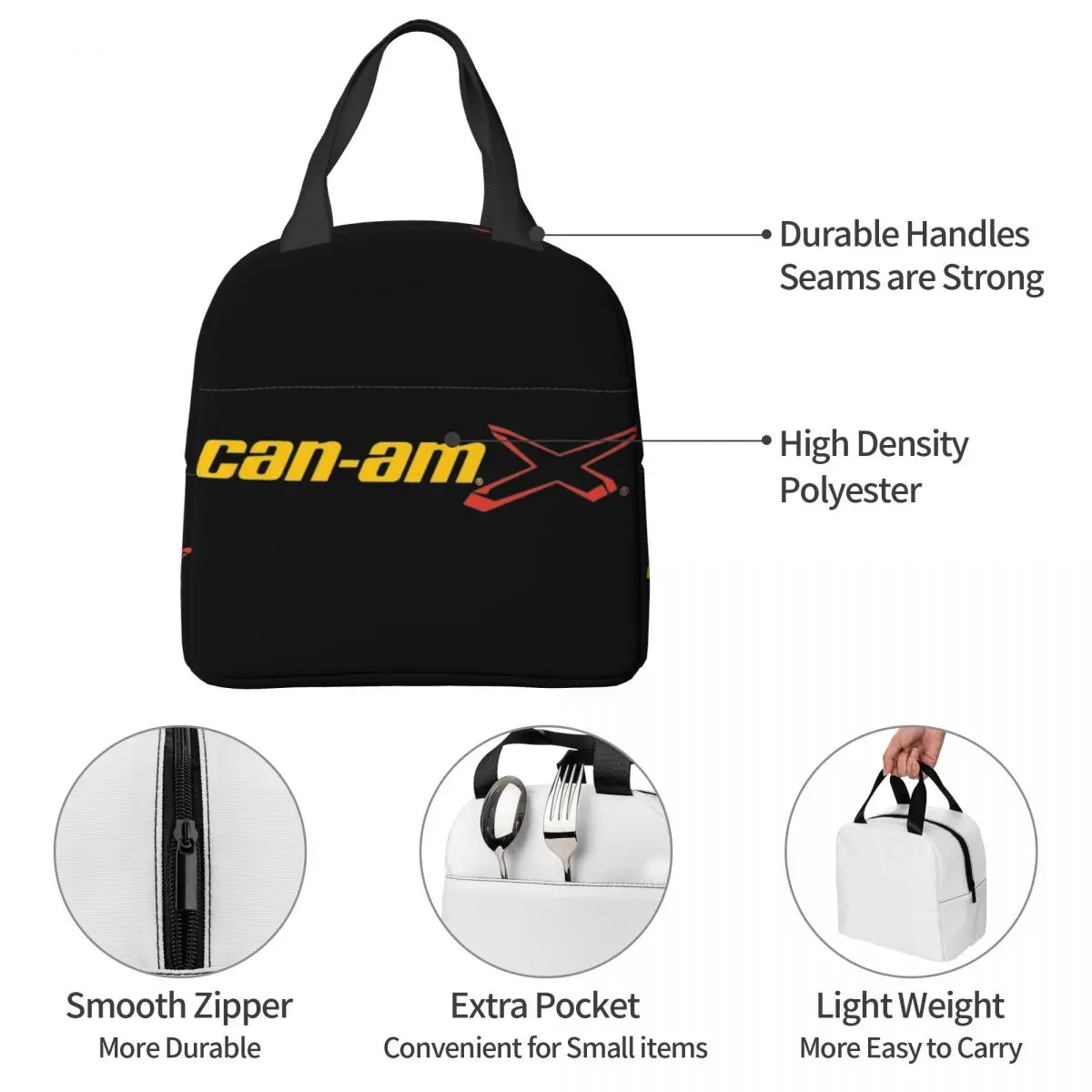 Can I Am Team Motocycle Merch Insulated Lunch Tote Bag For Travel Food Storage Bag Reusable Thermal Cooler Lunch Box