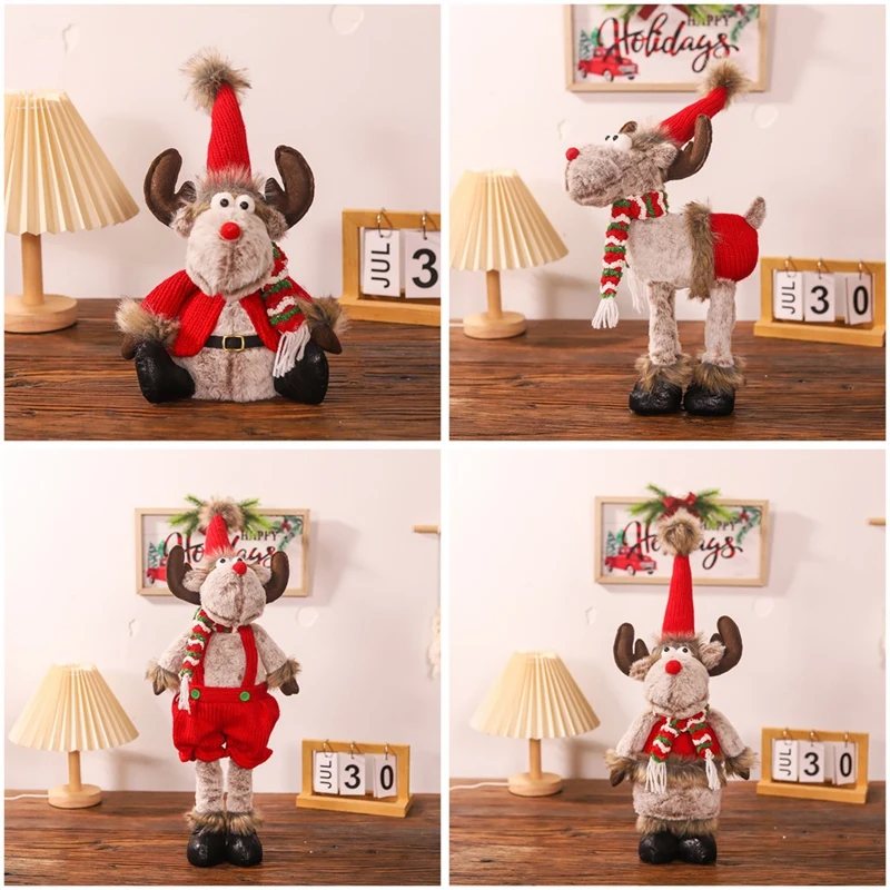 Christmas Doll Cute Christmas Retractable Doll Deer Window Props Decoration For Home Indoor Holiday Decor