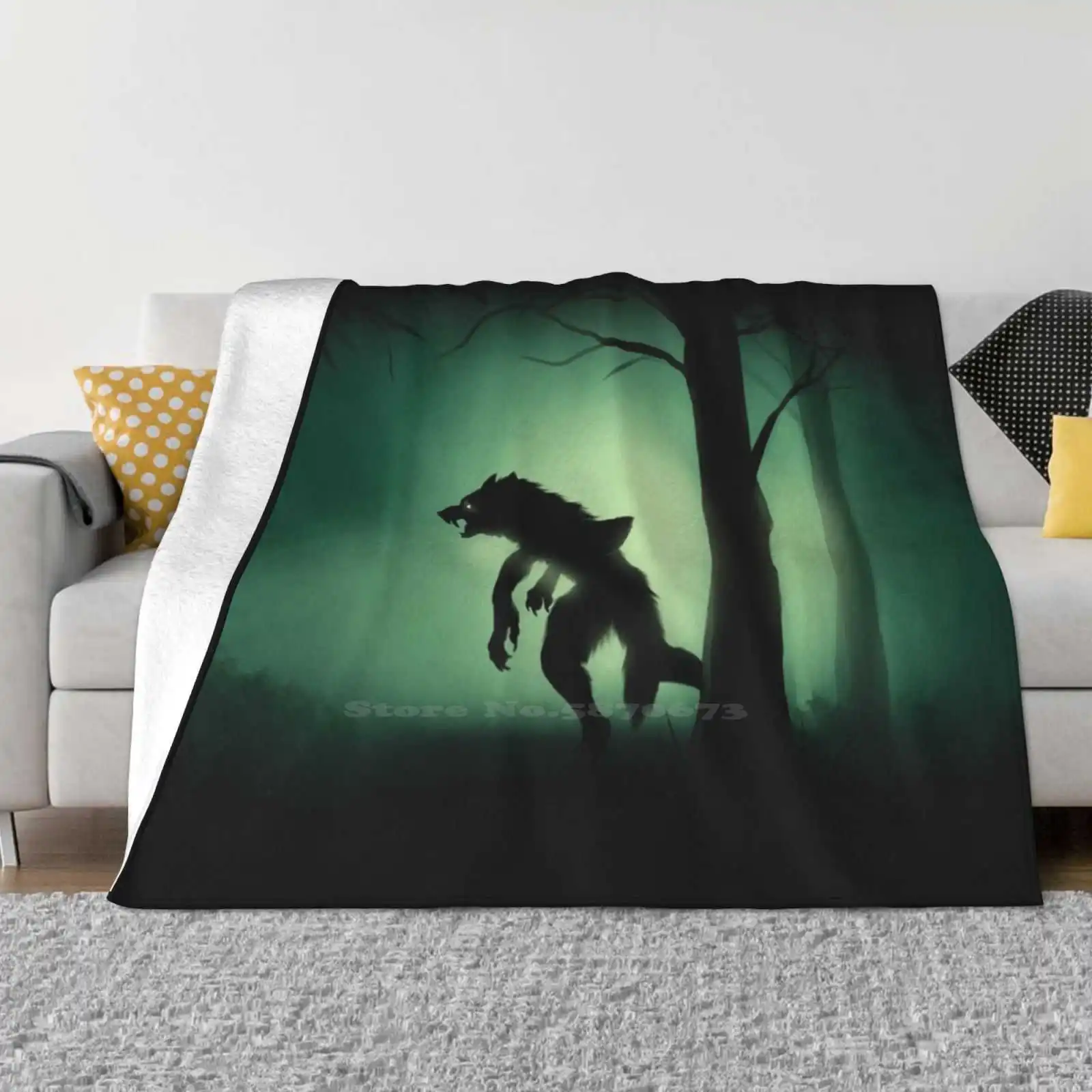 Midnight Stalk Latest Super Soft Warm Light Thin Blanket Werewolf Lycanthrope Horror Stalking Forest Limbo