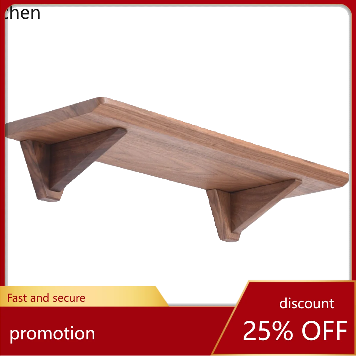 

CZ No-Drill Black Walnut Solid Wood Single-Shelf Wall Partition Storage Rack