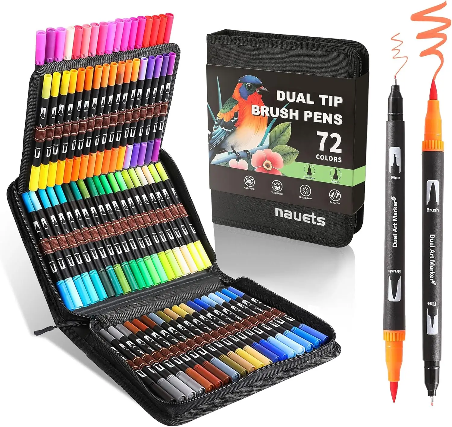 

72 Colors Dual Tip Watercolor Markers Set for Adult Professional Coloring, Drawing, Calligraphy, and Art Supplies